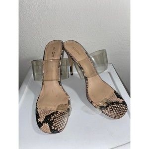 Aldo Tradodds snake skin clear straps stilettos heels